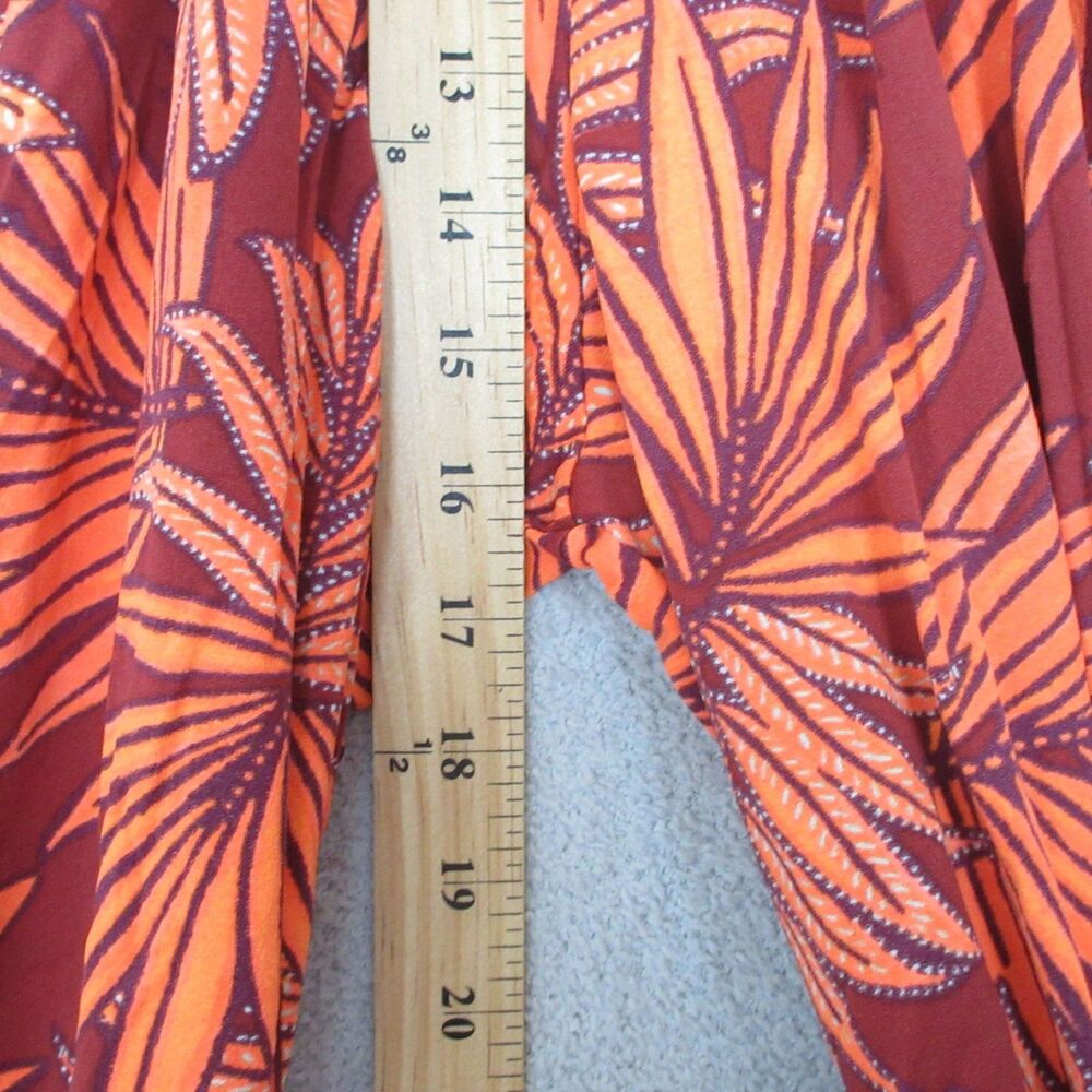 Maaji Wide Leg Pants Womens M Wide Elastic Waist Tropical Leaf Orange Maroon - Picture 4 of 10